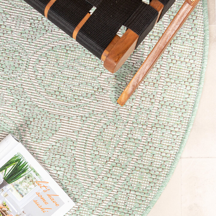 Tapis d'extérieur rond - Summer Oriental Menthe