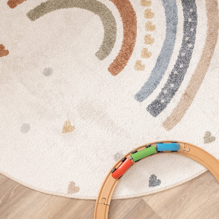Tapis rond lavable pour enfant - Ravi Rainbow Multicolore