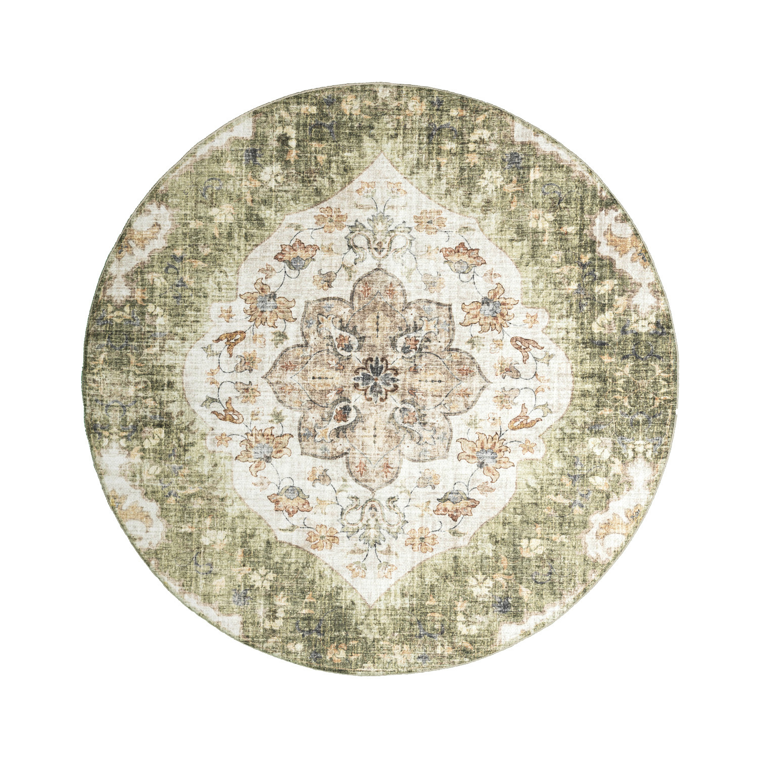Tapis d'Extérieur Rond Vintage - Santo Mandala Vert - sfeer