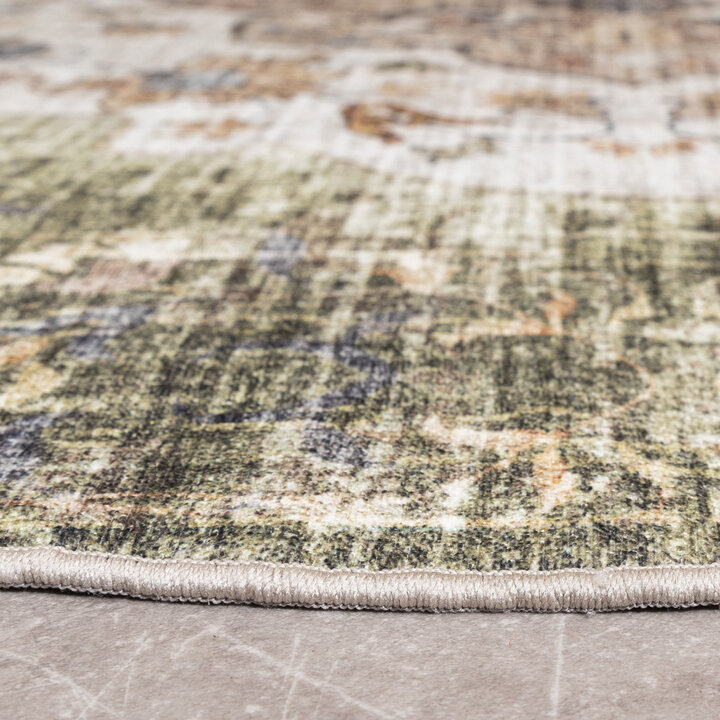 Tapis d'extérieur rond vintage - Santo Mandala Vert