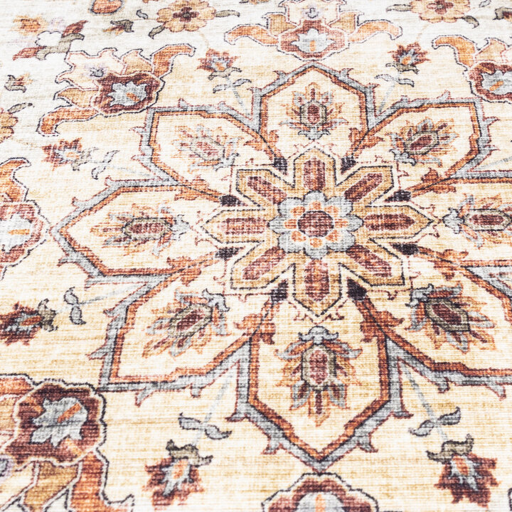 Tapis d'extérieur rond vintage - Santo Medallion terra