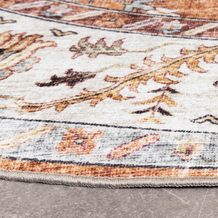 Tapis d'extérieur rond vintage - Santo Medallion terra