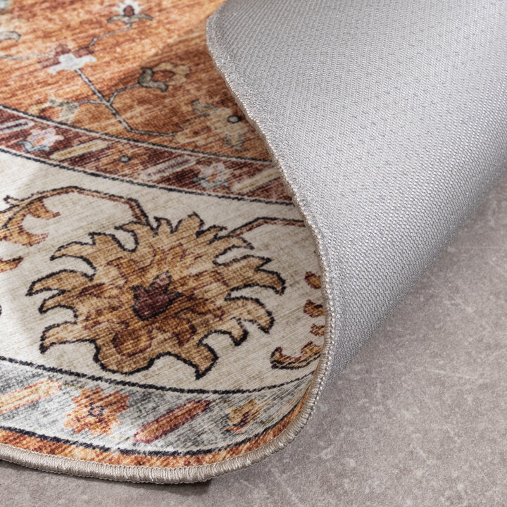 Tapis d'extérieur rond vintage - Santo Medallion terra