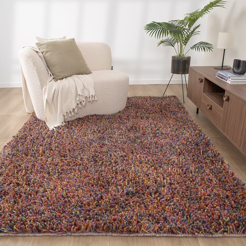 Tapis en laine à poils longs - Elin Multicolore