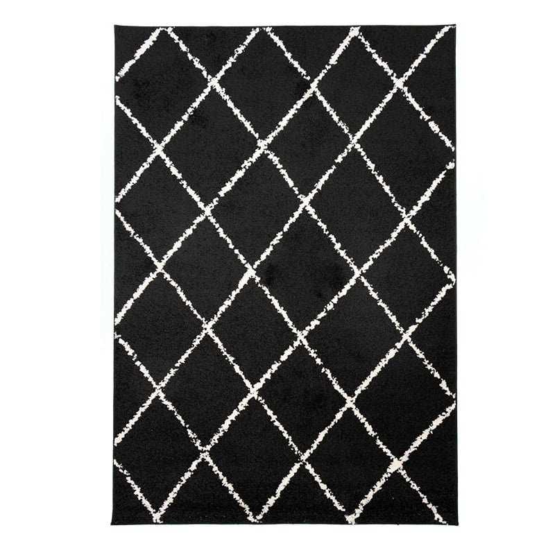 Tapis à poils longs - Grand Lines Noir/Crème - sfeer