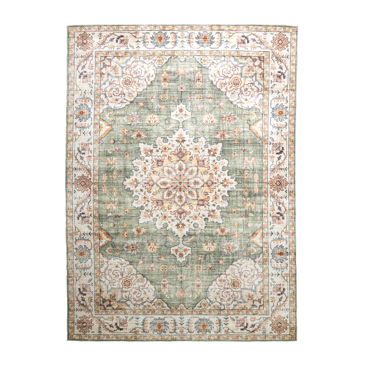 Tapis d'Extérieur Vintage - Médaillon Santo Vert Olive - sfeer