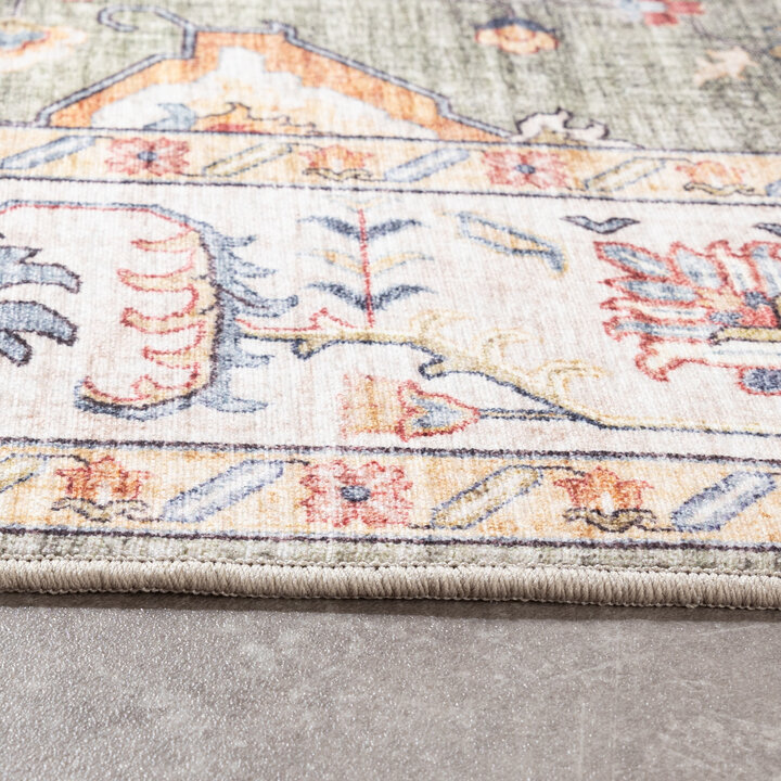 Tapis d'extérieur vintage - Médaillon Santo Vert Olive