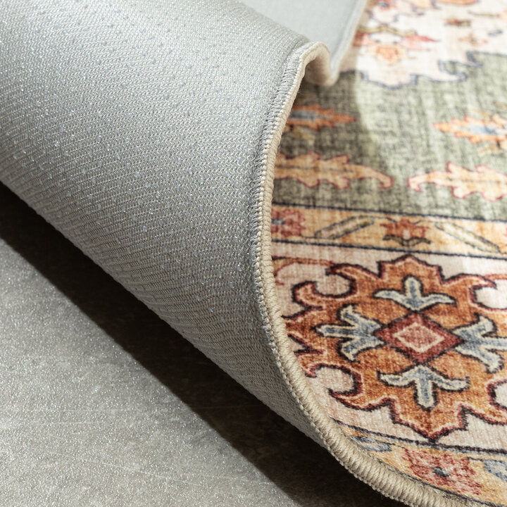 Tapis d'extérieur vintage - Médaillon Santo Vert Olive