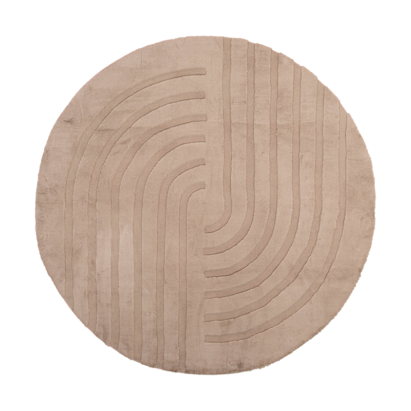 Tapis rond à poils longs - Carvy Curves Taupe - sfeer