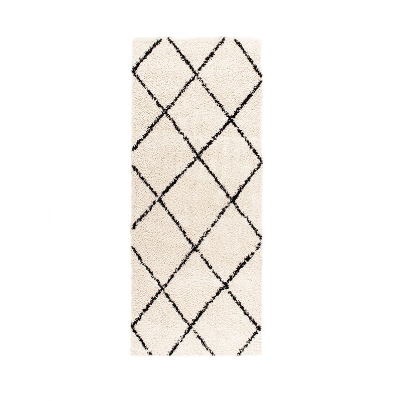 Tapis de Couloir à poils longs - Grand Lines Crème/Noir - sfeer