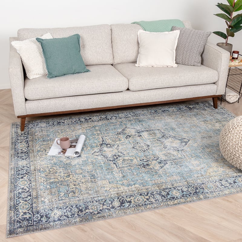 Tapis vintage - Lugan Bleu Clair