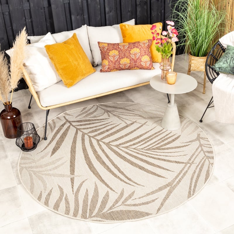 Tapis d'extérieur vintage - Nomad Leaves Crème