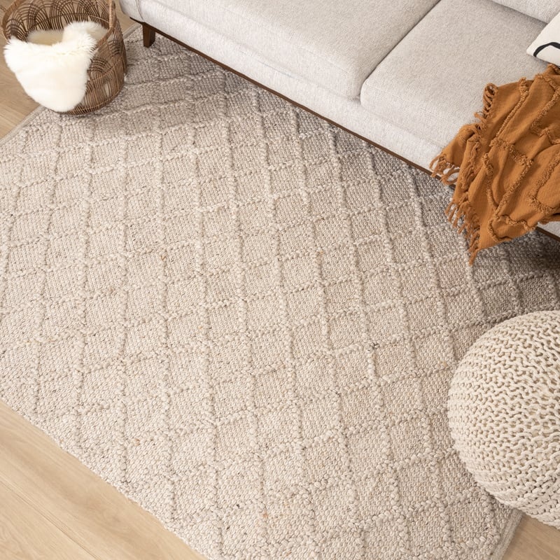 Tapis tissé en laine - Knit Beige