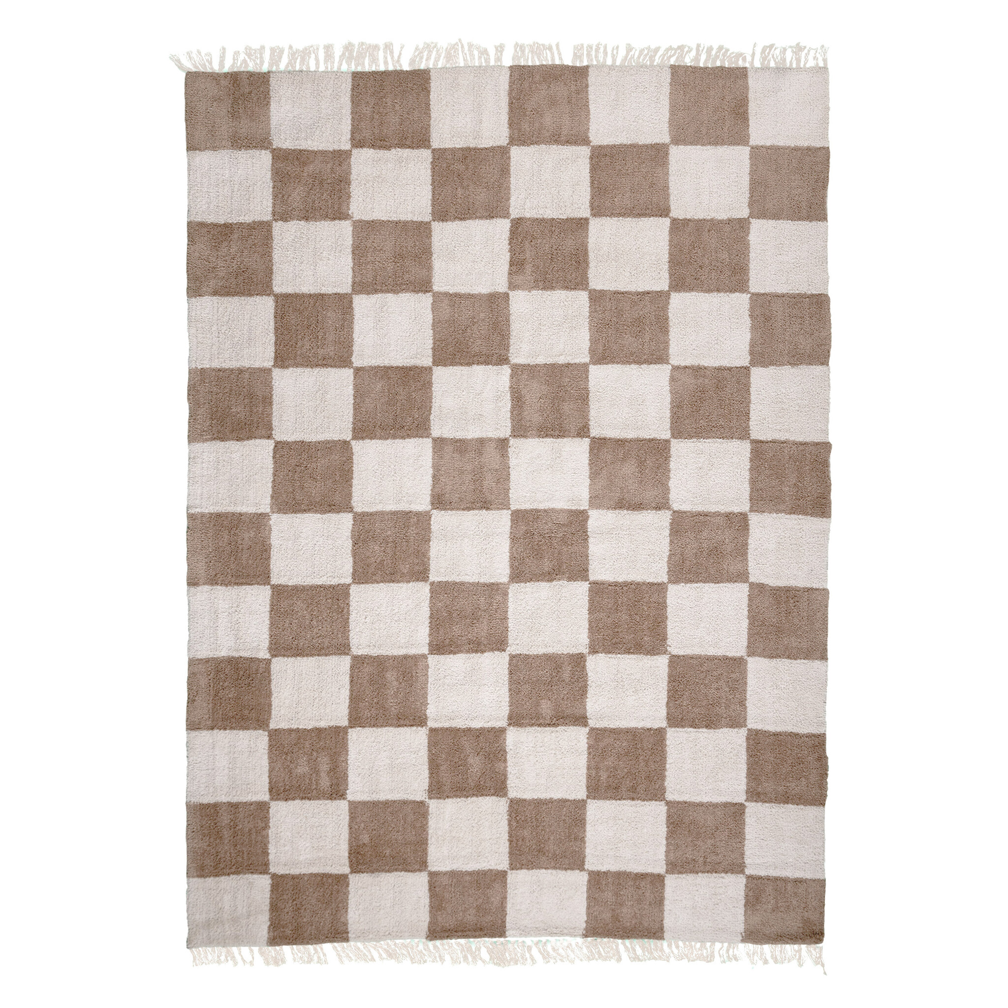 Tapis à damier - Blox Franges Beige - sfeer