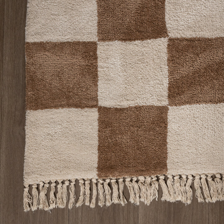 Tapis à damier - Blox Franges Beige 