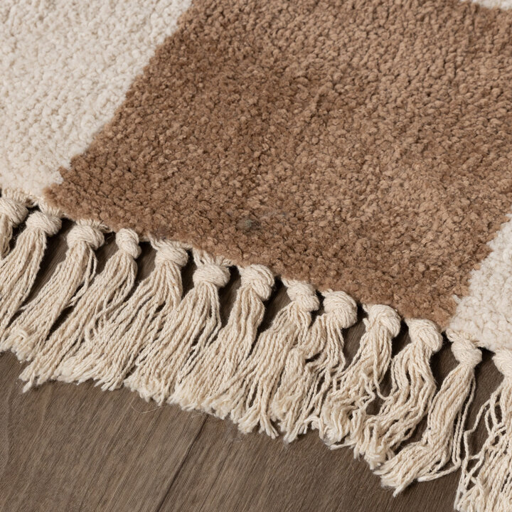 Tapis à damier - Blox Franges Beige 