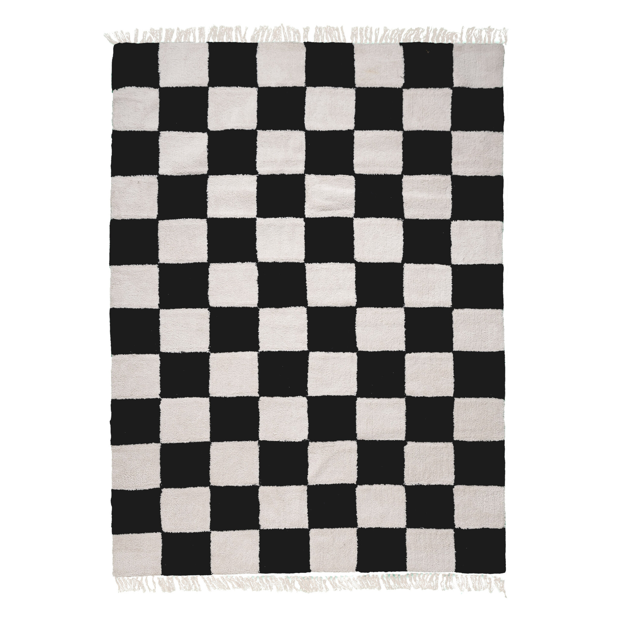 Tapis à damier - Blox Franges Noir - sfeer