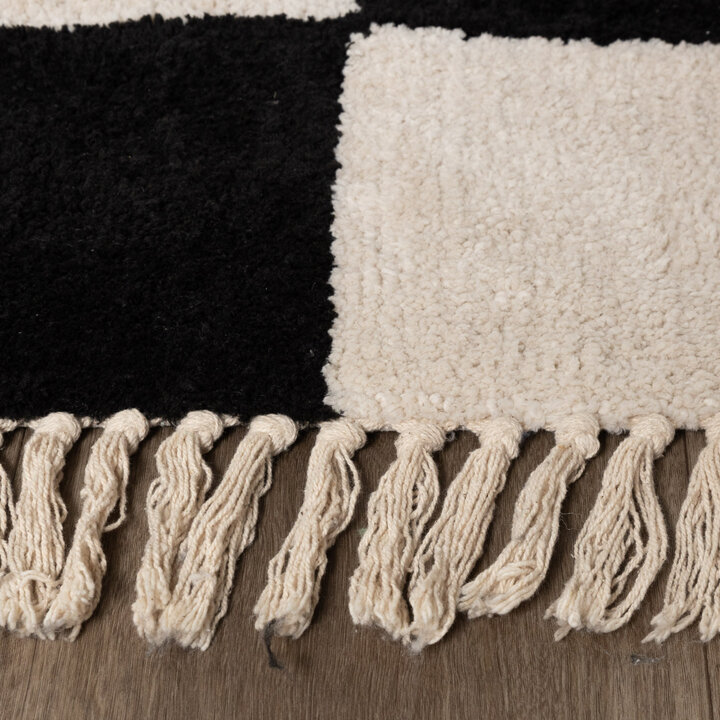 Tapis à damier - Blox Franges Noir