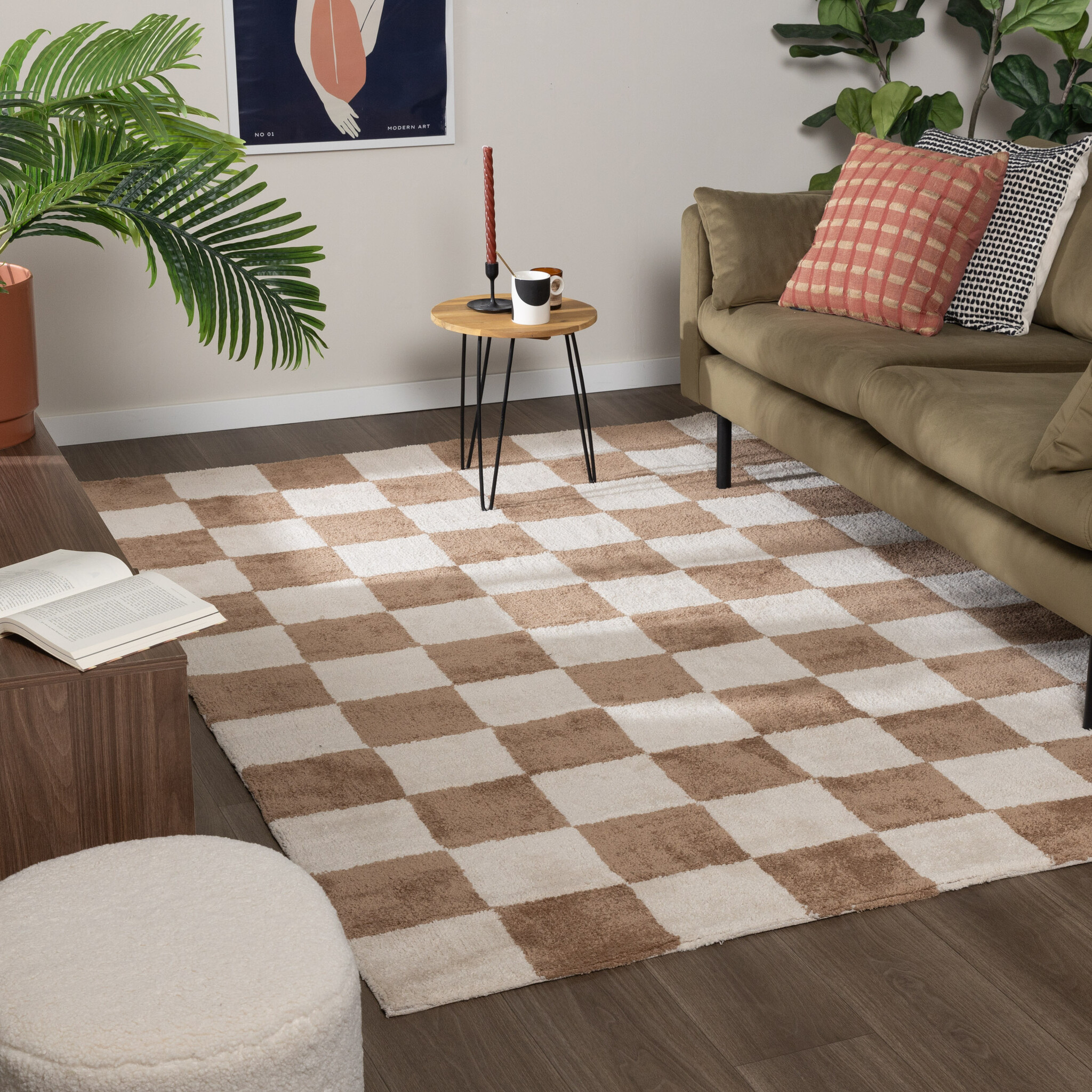 Tapis à damier - Blox Beige