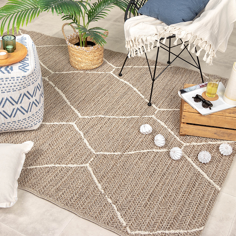 Tapis d'extérieur en jute - Fora Lines Naturel