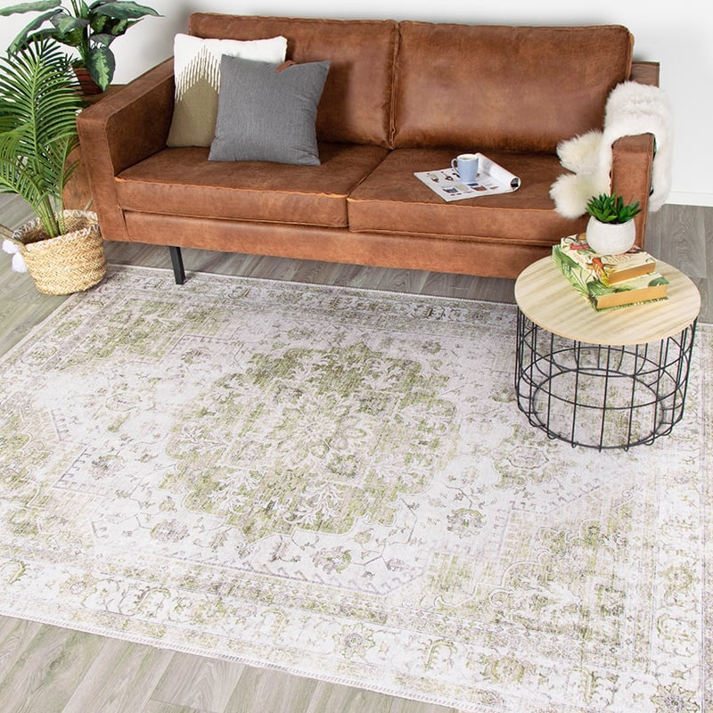 Tapis vintage - Lago Vert/Crème