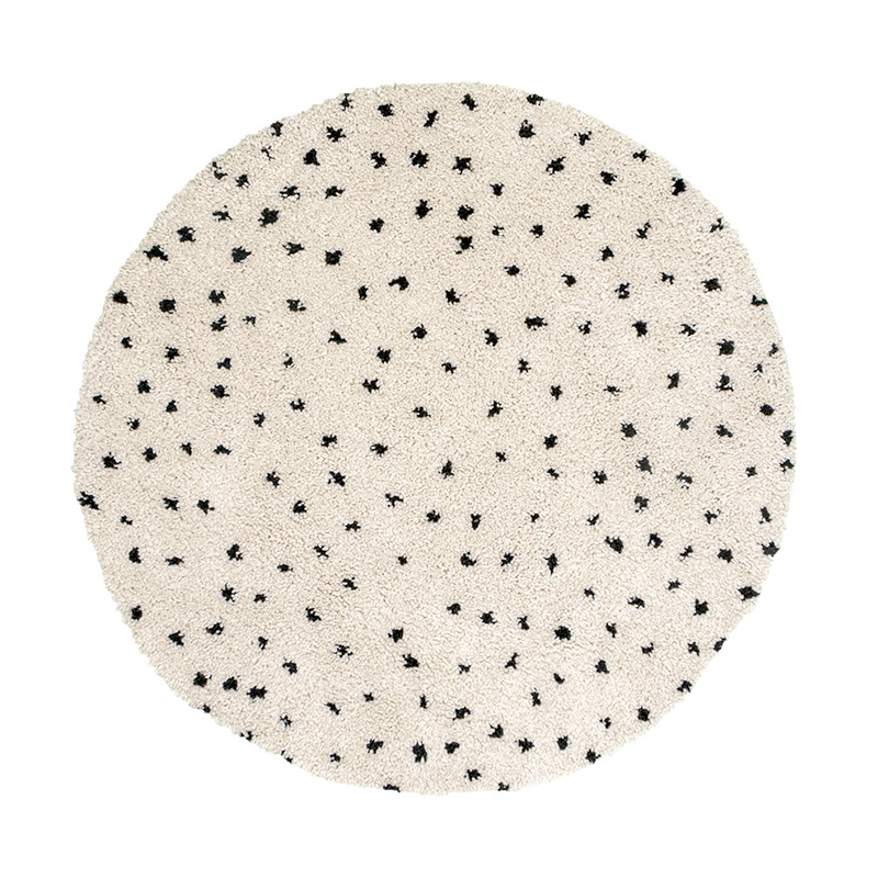 Tapis rond à poils longs - Grand Dots Crème/Noir - sfeer