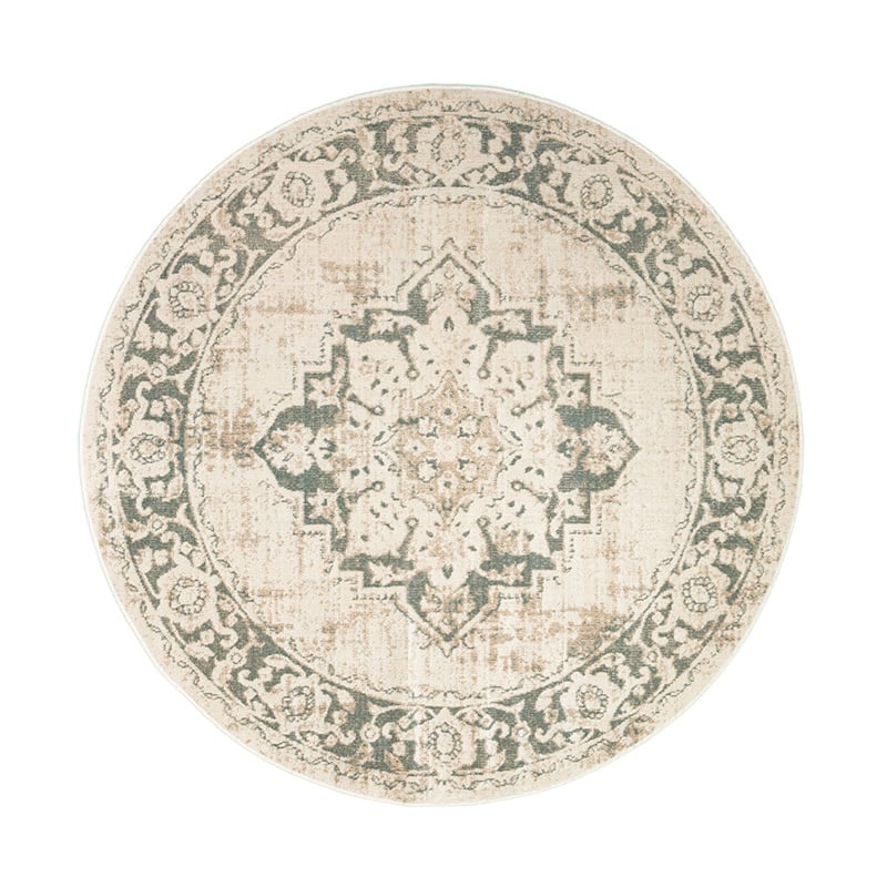 Tapis vintage rond - Spring Medaillon Crème/Vert - sfeer