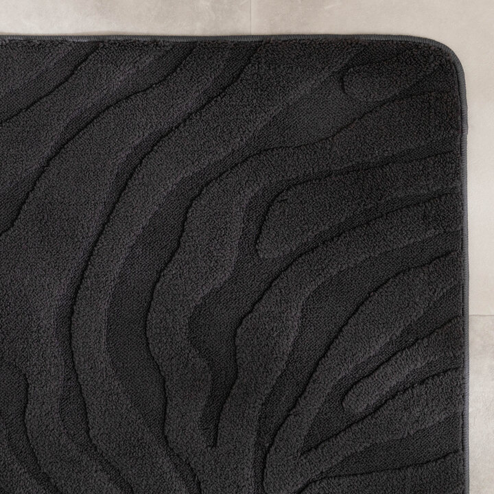 Tapis d'extérieur rond à fleurs - Cassie Zebra Noir