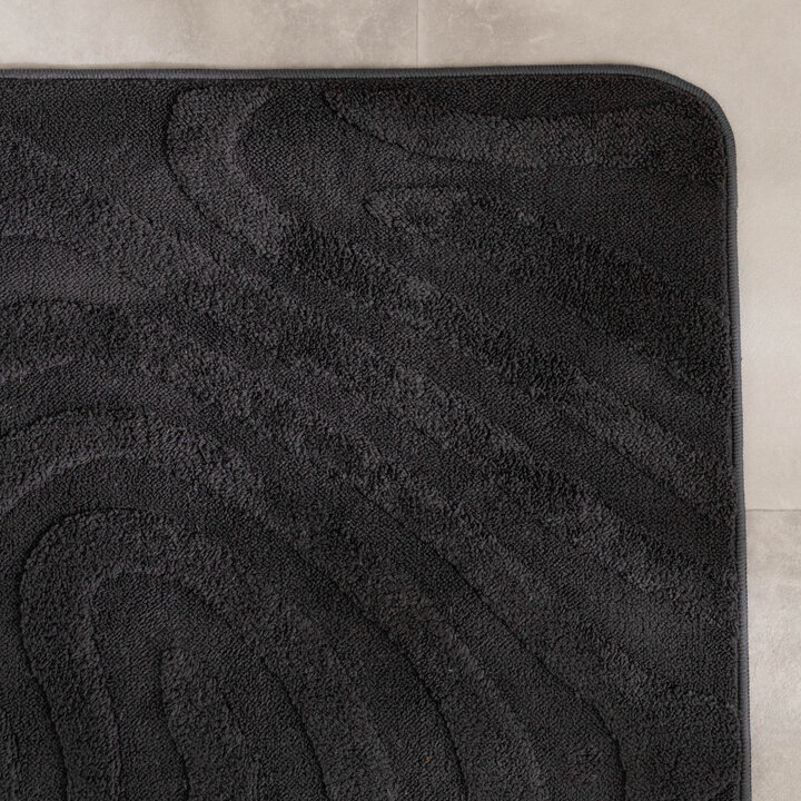 Tapis d'extérieur rond à fleurs - Cassie Shapes Noir