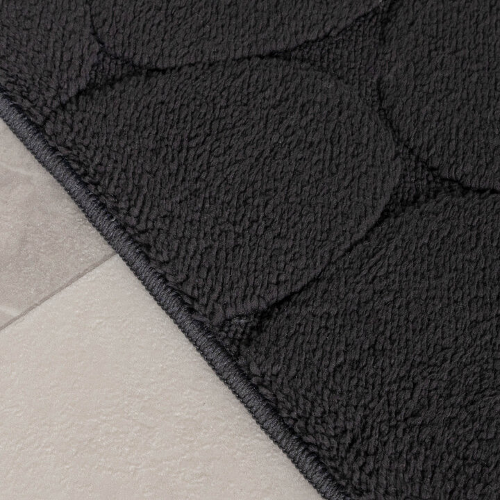 Tapis d'extérieur rond à fleurs - Cassie Pebbles Noir