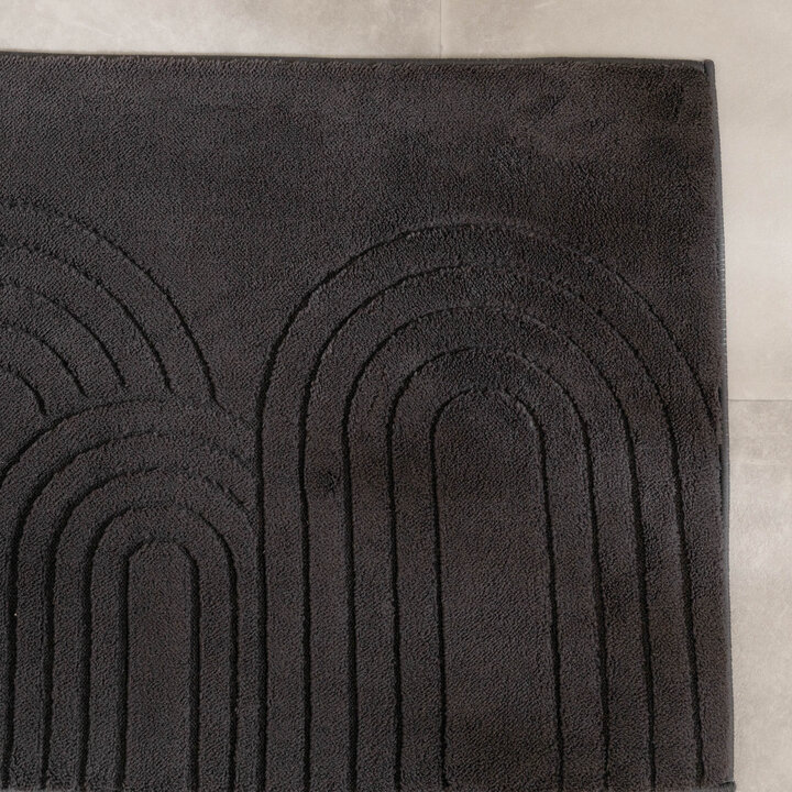 Tapis d'extérieur rond à fleurs - Cassie Arches Noir