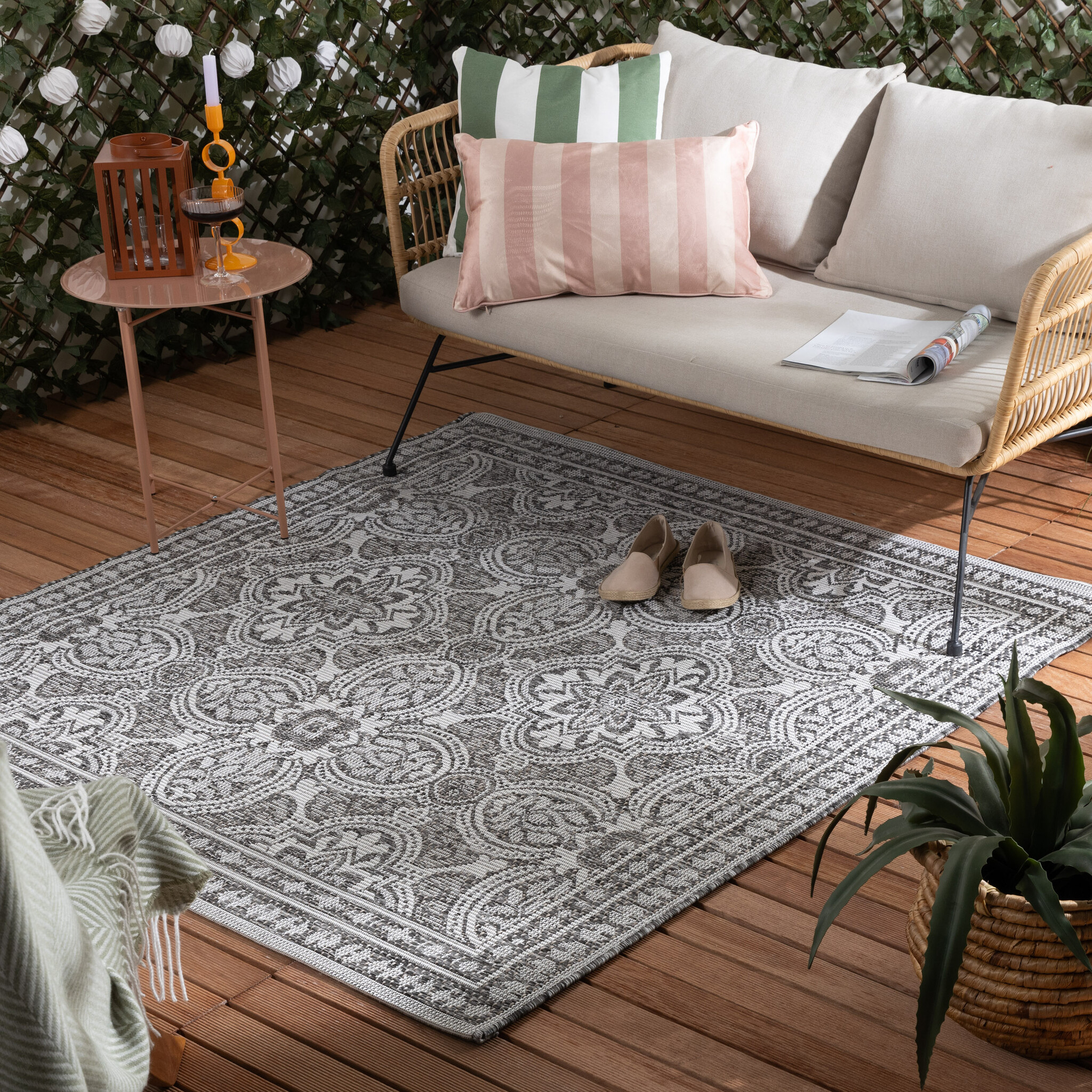 Tapis d'extérieur carré - Summer Oriental Gris - sfeer