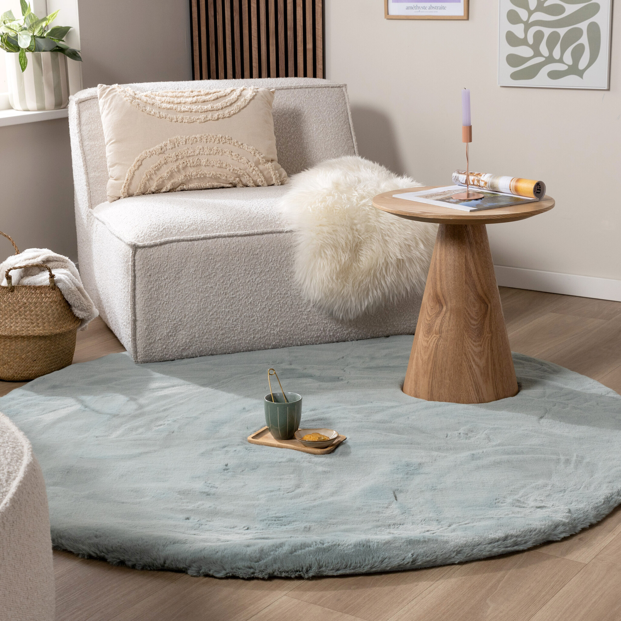 Tapis rond à poils longs - Comfy Supreme Bleu/Vert