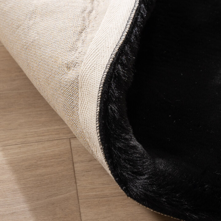 Tapis rond à poils longs - Comfy Supreme Noir