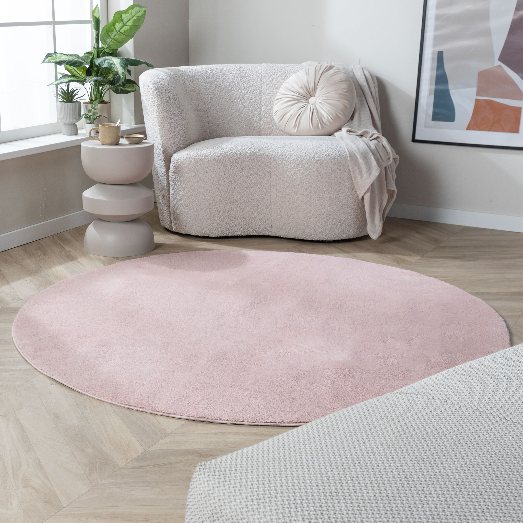 Tapis rond en jute pour l'extérieur - Vivid Rose