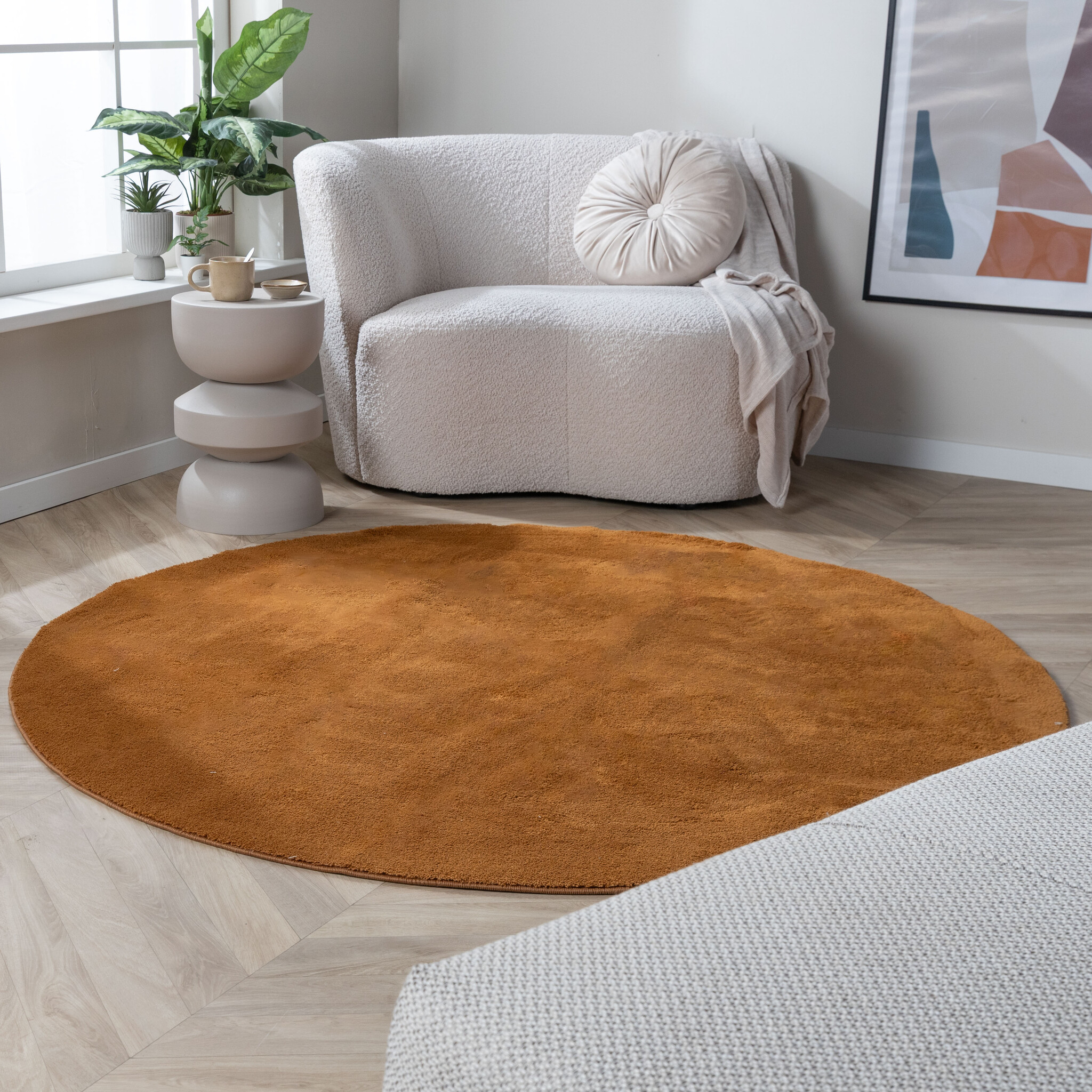 Tapis rond en jute pour l'extérieur - Vivid Terracotta