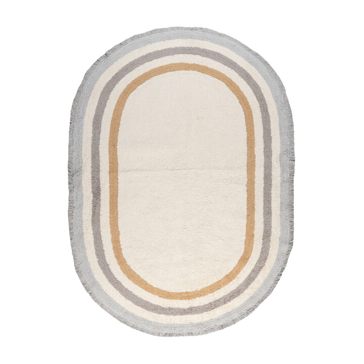 Tapis lavable pour enfant ovale - Milo Gris