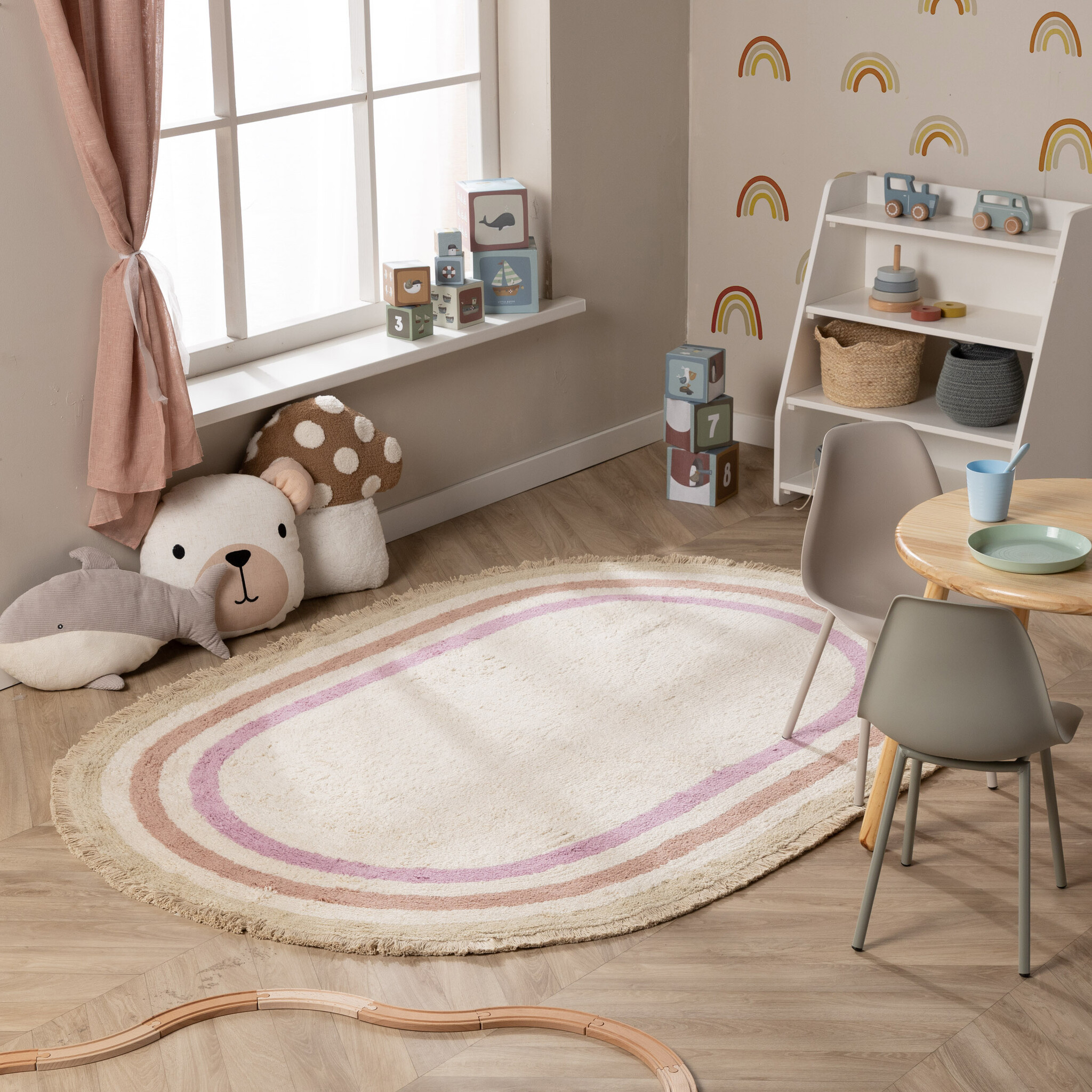Tapis enfant ovale lavable - Milo Rose