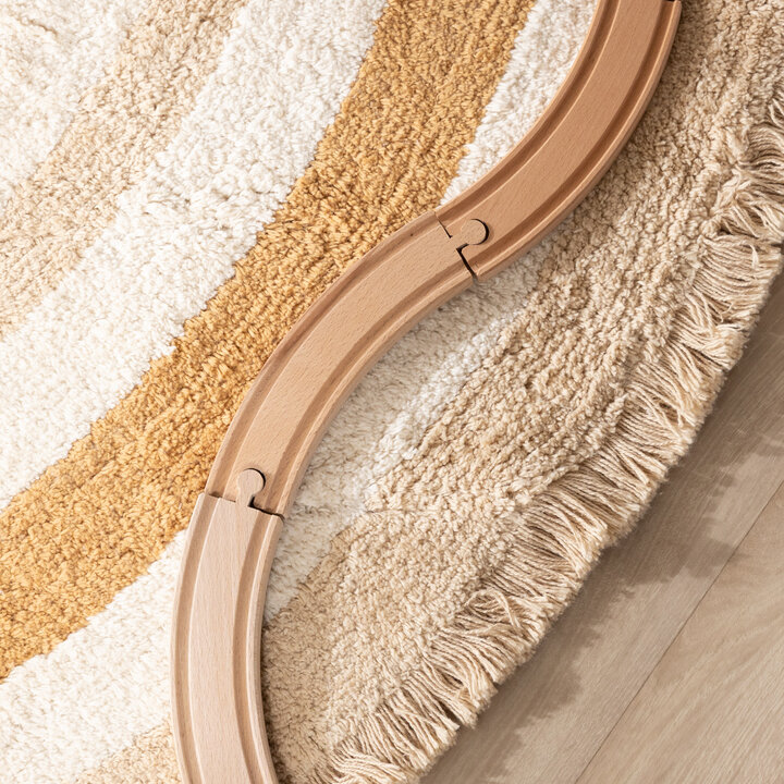 Tapis rond lavable pour enfants - Milo Beige