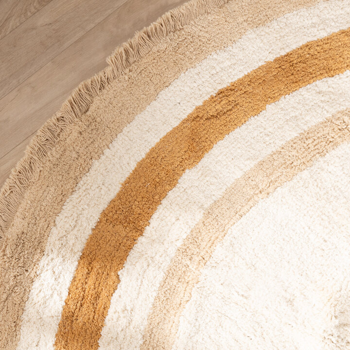 Tapis rond lavable pour enfants - Milo Beige