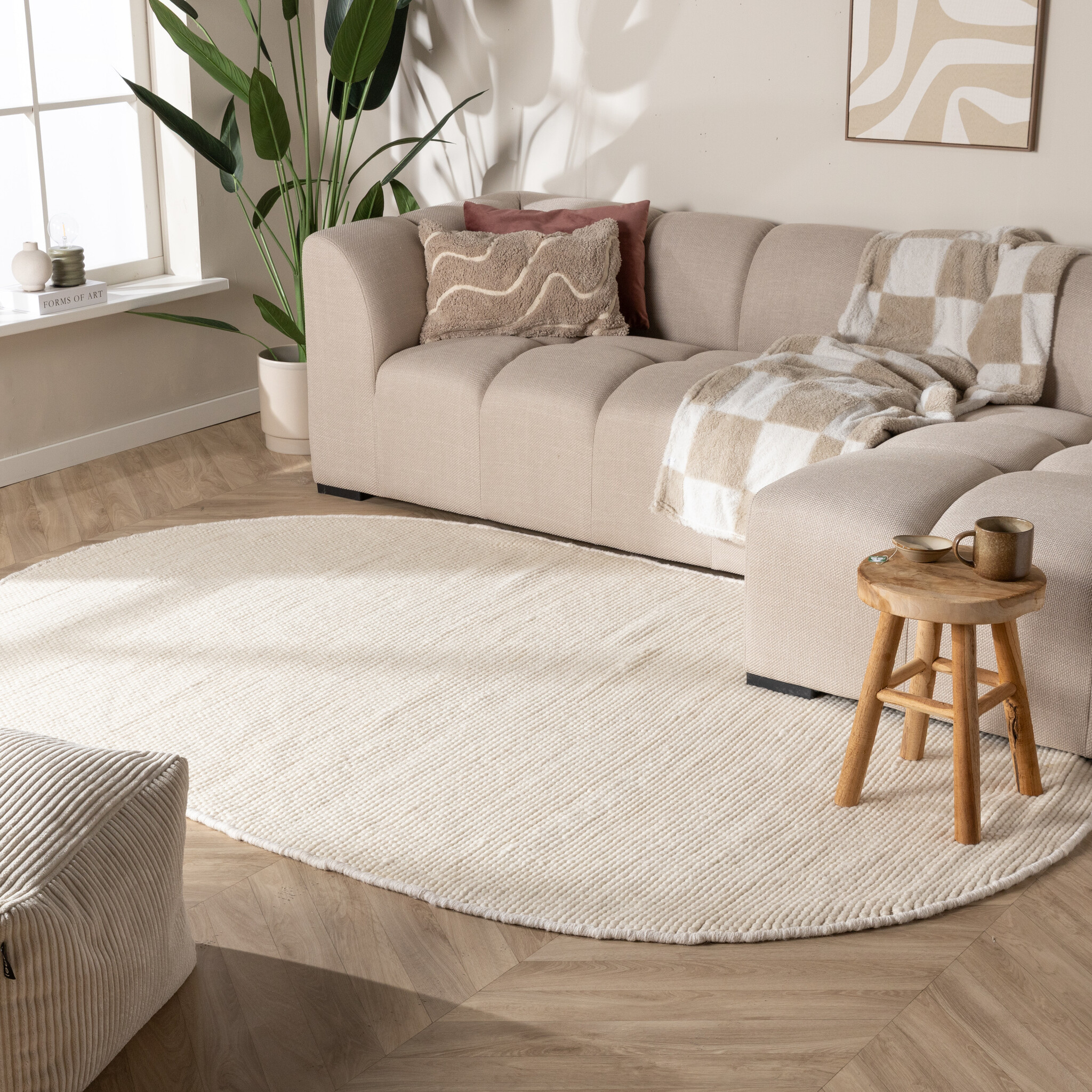 Tapis abstrait lavable - Feline Blanc