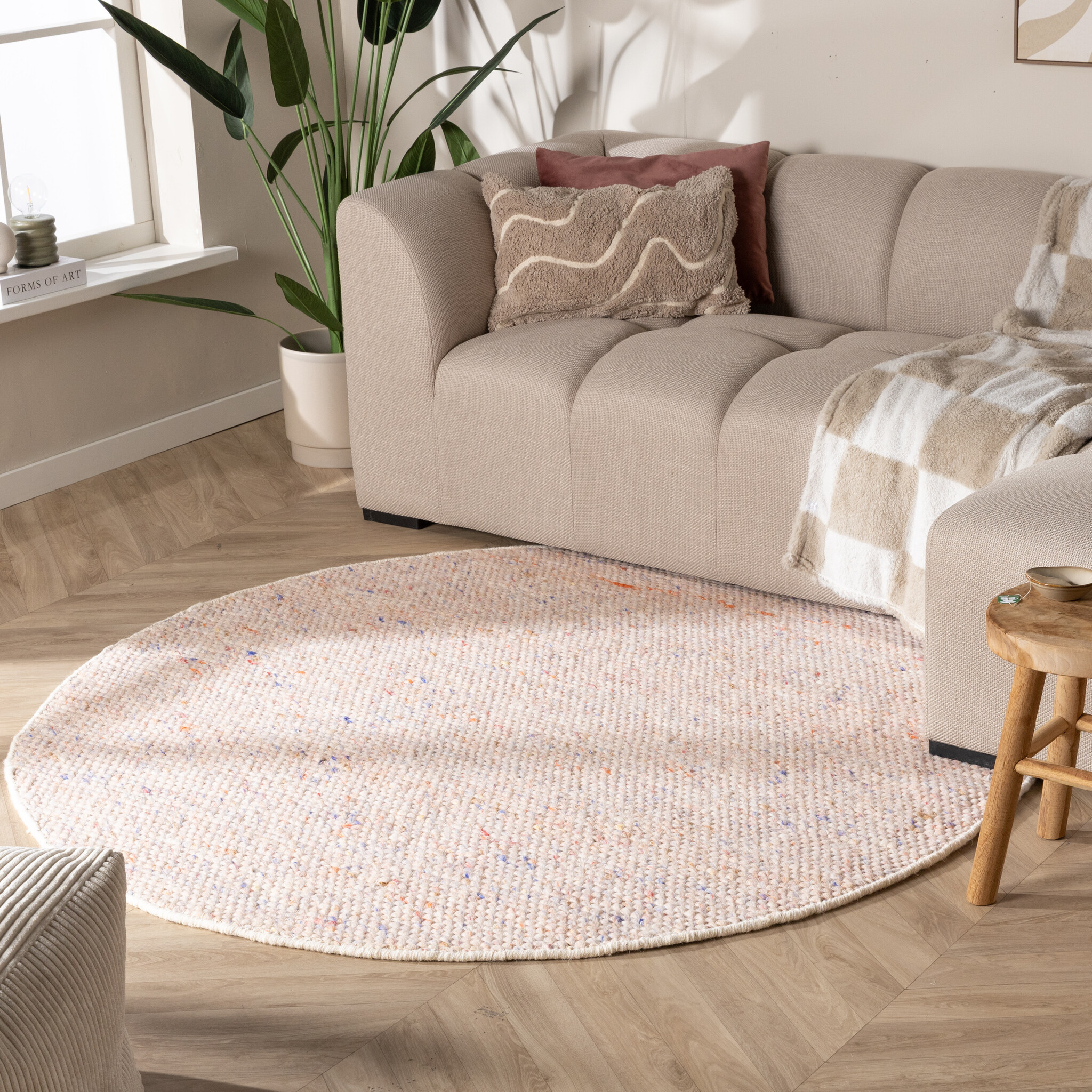 Tapis en laine rond - Feline Pastel