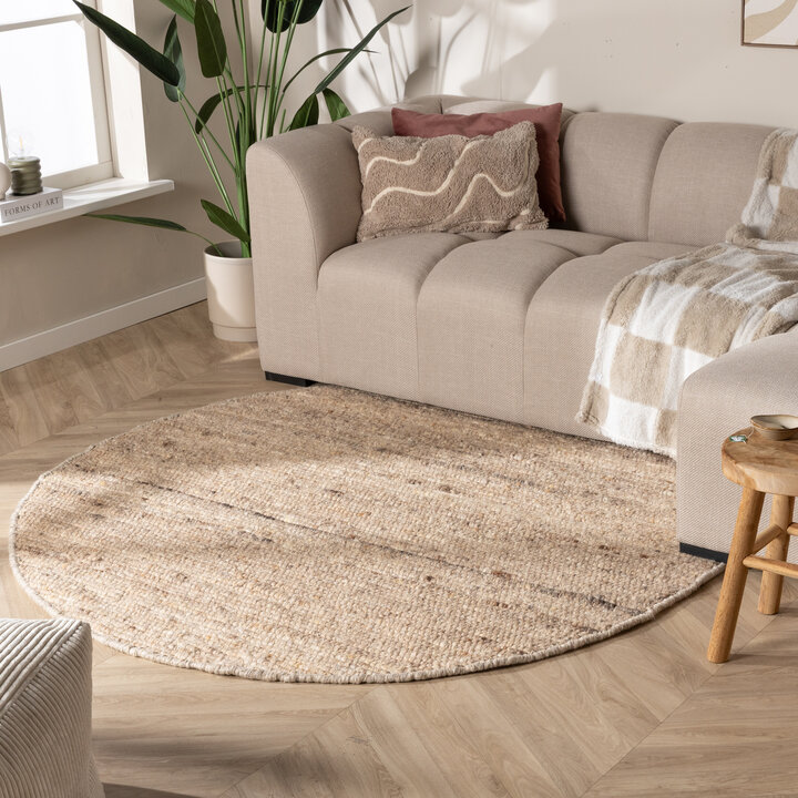Tapis en laine rond - Feline Taupe/Mélangé