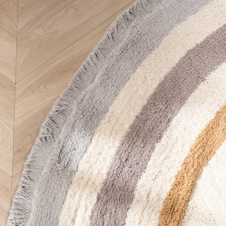 Tapis rond lavable pour enfants - Milo Gris
