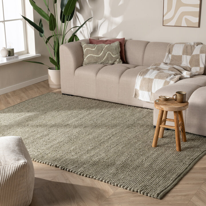 Tapis en laine - Feline Vert Olive/Mélangé