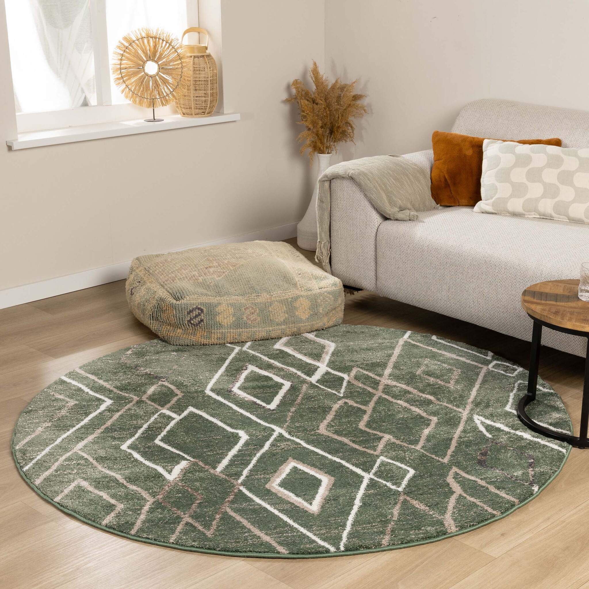 Tapis berbère rond - Mélange Vert Diamant