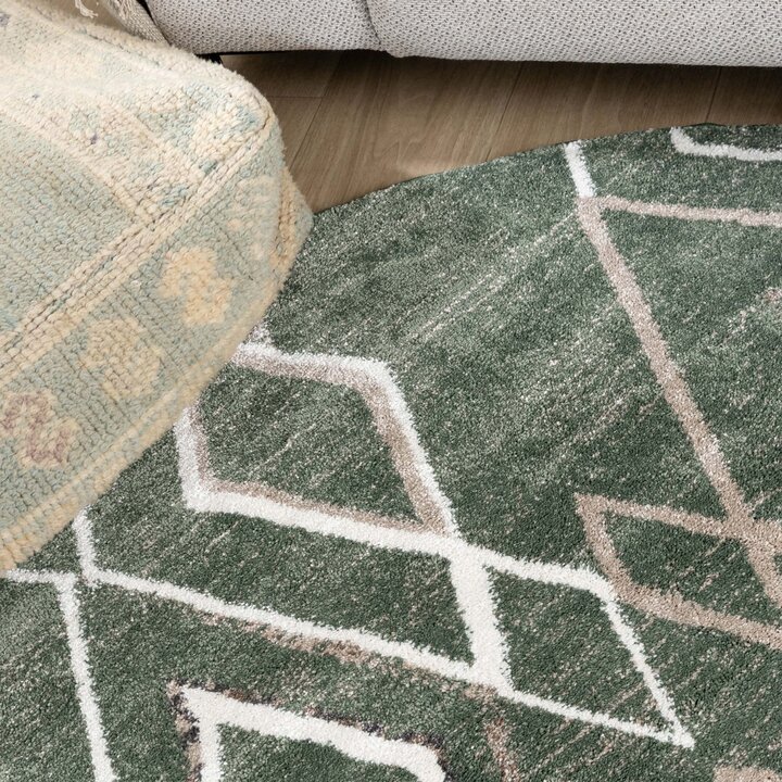 Tapis berbère rond - Mélange Vert Diamant