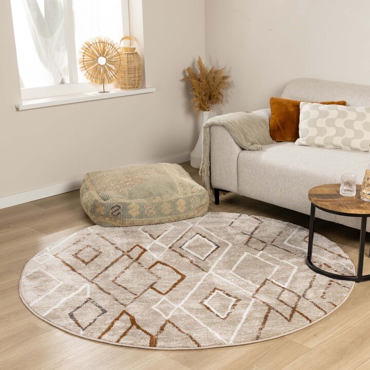 Tapis berbère rond - Blend Diamond Beige