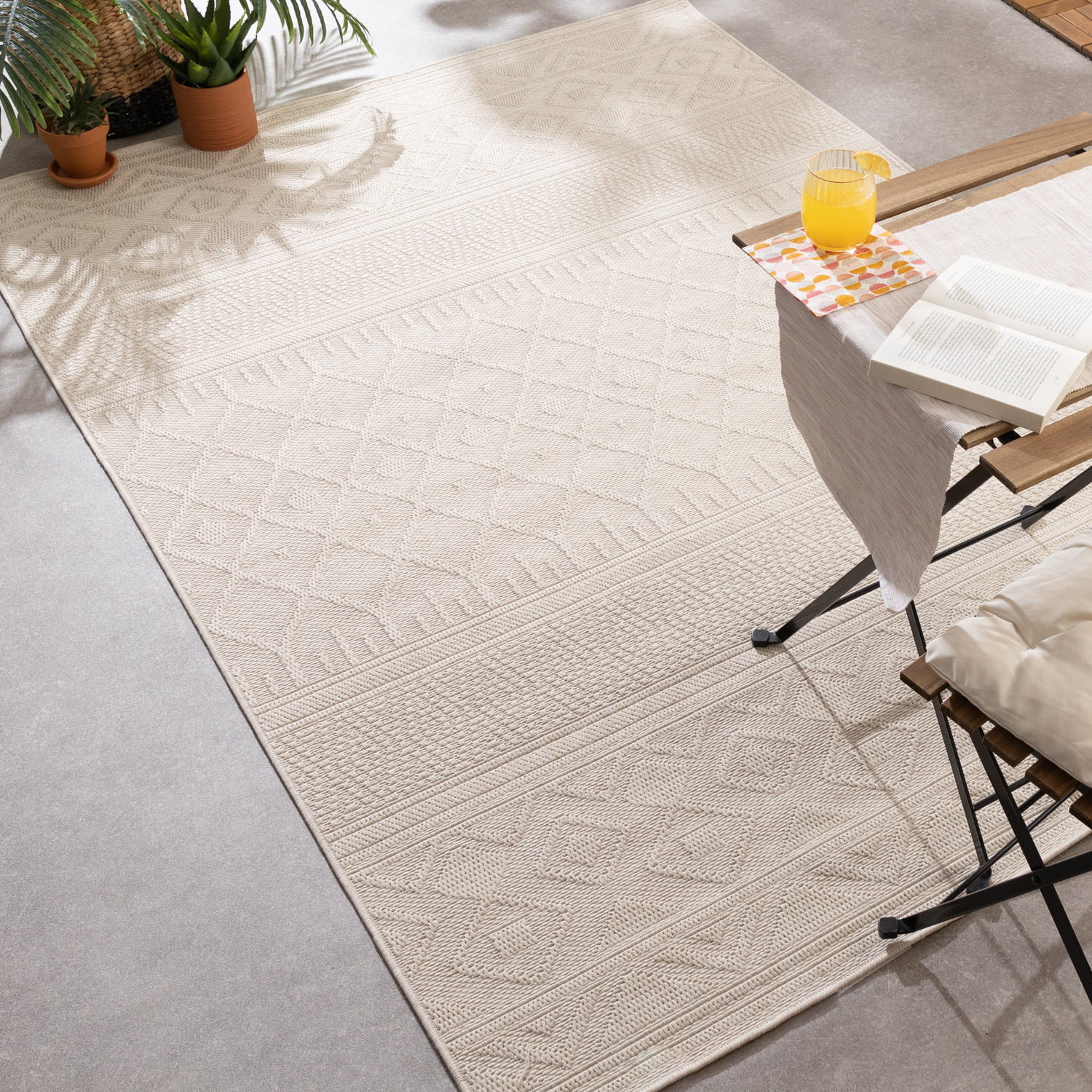 Tapis d'intérieur et d'extérieur - Dunes Geo Crème