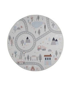 Tapis de jeu rond voiture - Rocky Ride Blanc